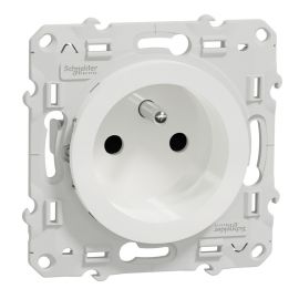 Odace prise de courant 16A 2P+T spéciale rénovation - blanc - fixation à vis