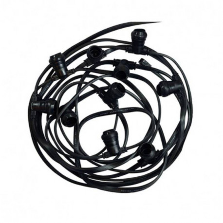 Guirlande foraine câble plat Miidex - 10 douilles B22 - 10 mètres - IP44 - Noir