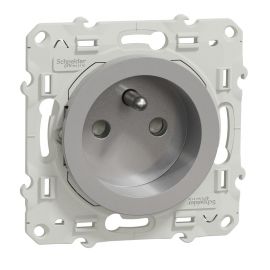 Odace prise 2P+T - Aluminium - A vis