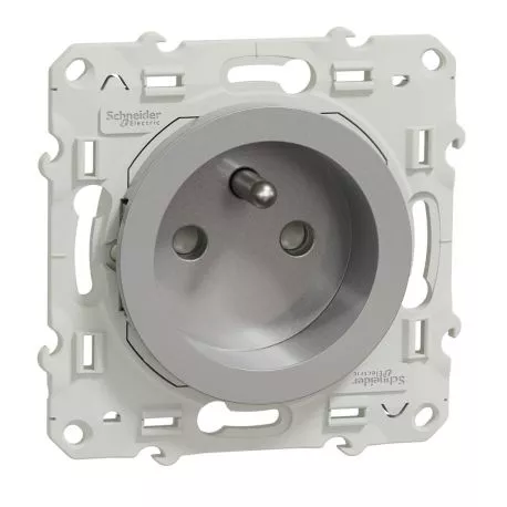 Odace prise 2P+T - Aluminium - A vis