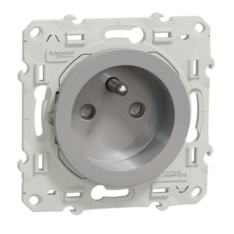 Odace prise 2P+T - Aluminium - A vis
