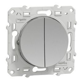 Double poussoir 10A Odace - Aluminium