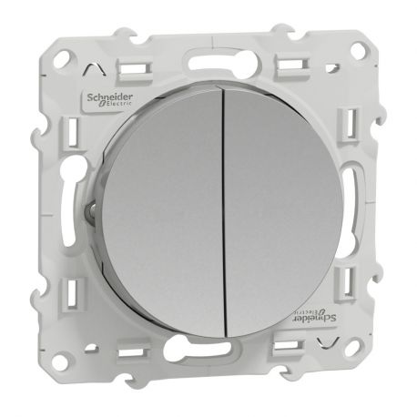 Double poussoir 10A Odace - Aluminium