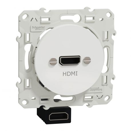 Prise HDMI type A Odace - composable - blanc