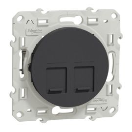 Odace prise double multimédia RJ45 grade 3 - anthracite