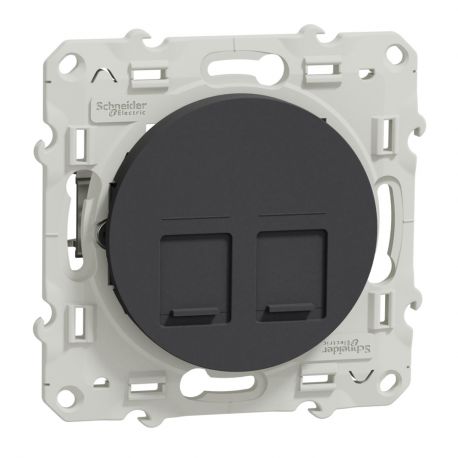 Odace prise double multimédia RJ45 grade 3 - anthracite