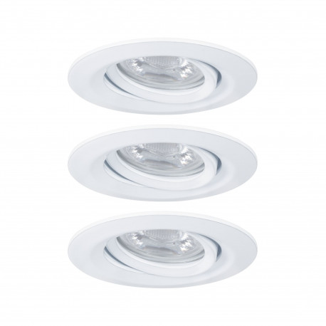 Kit de 3 spots encastrés orientables Nova Mini Plus avec LED COIN EasyDim Paulmann - 3x4.2W - 2700K - Blanc dépoli