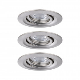Kit de 3 spots encastrés orientables Nova Mini Plus avec LED COIN EasyDim Paulmann - 3x4.2W - 2700K - Acier brossé