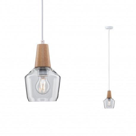 Suspension Neordic Ylvie Paulmann - 20W max - E27 - 230V - Dimmable - Bois/Verre