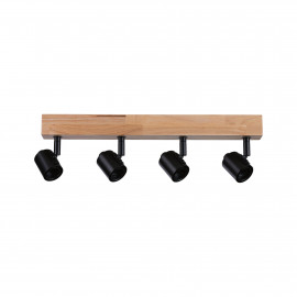 Spot orientable 4 flammes Arvid Paulmann - 4x20W max - E27 - IP20 - Noir/bois - Dimmable