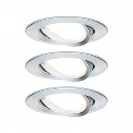 Lot de 3 spots encastrés orientables Nova LED Coin Paulmann - Rond - 3x6W - 2700K - 230V - Alu - Dimmable 3 niveaux