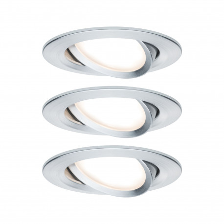 Lot de 3 spots encastrés orientables Nova LED Coin Paulmann - Rond - 3x6W - 2700K - 230V - Alu - Dimmable 3 niveaux