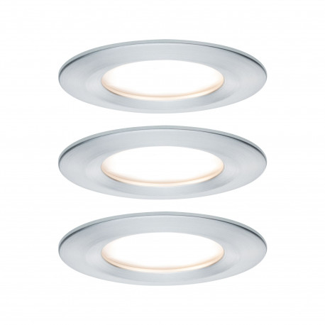Lot de 3 spots encastrés fixes Nova LED Coin Paulmann - Rond - 3x6W - 2700 - IP44 - Alu - Dimmable