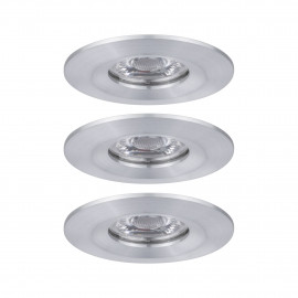 Lot de 3 spots encastrés LED fixes Nova Mini avec LED COIN Paulmann - 3x4W - IP44 - 2700K - Alu tourné/alu