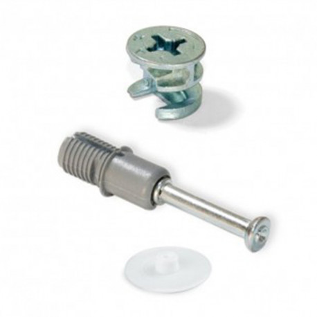 Lot de 20 kits vis excentriques et goujons expansibles - ø 15mm - Zamak et acier - Caches Blancs