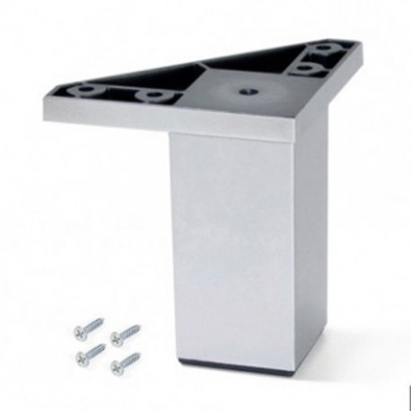 Lot de 4 pieds pour meuble Alumix - carrés - H. 80 mm - Plastique - Gris métallisé