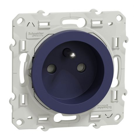 Prise de courant Odace Schneider Electric 16A 2P+T - Cobalt