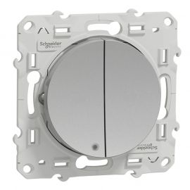 Odace va-et-vient lumineux + va-et-vient 10A - Aluminium