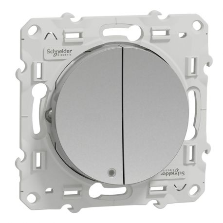 Odace va-et-vient lumineux + va-et-vient 10A - Aluminium
