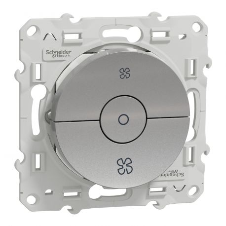 Interrupteur VMC Odace avec position arrêt - Aluminium