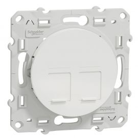 Prise double RJ45 Odace - Sans connecteur - Blanc