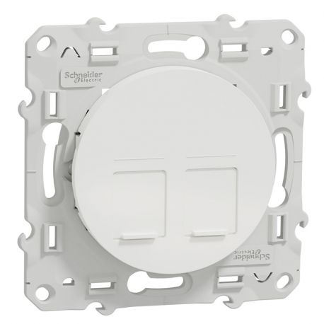Prise double RJ45 Odace - Sans connecteur - Blanc