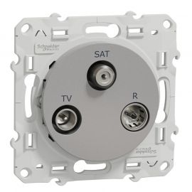 Odace prise TV / FM / SAT - 2 entrées - aluminium