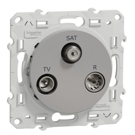 Odace prise TV / FM / SAT - 2 entrées - aluminium