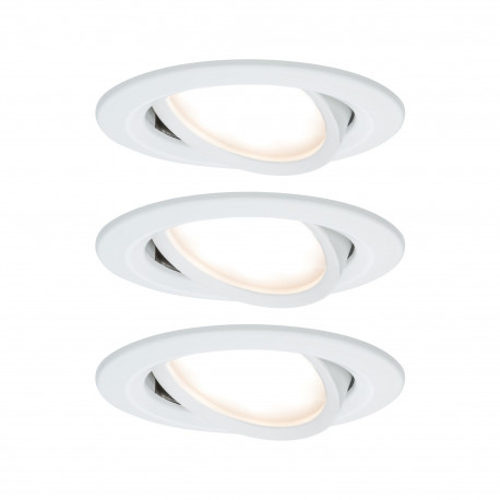 Lot de 3 spots encastrés orientables Nova LED Coin Paulmann - Rond - 3x6W - 2700K - 230V - Blanc - Dimmable 3 niveaux