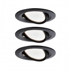 Lot de 3 spots encastrés orientables Nova LED Coin Paulmann - Rond - 3x6W - 2700K - 230V - Noir - Dimmable 3 niveaux