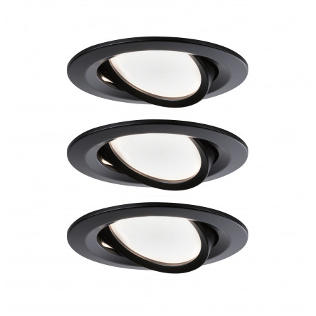 Lot de 3 spots encastrés orientables Nova LED Coin Paulmann - Rond - 3x6W - 2700K - 230V - Noir - Dimmable 3 niveaux