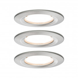 Lot de 3 spots encastrés fixes Nova LED Coin Paulmann - Rond - 3x6W - 2700 - IP44 - Acier brossé - Dimmable