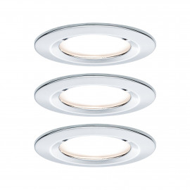 Lot de 3 spots encastrés fixes Nova LED Coin Paulmann - Rond - 3x6W - 2700 - IP44 - Chrome - Dimmable