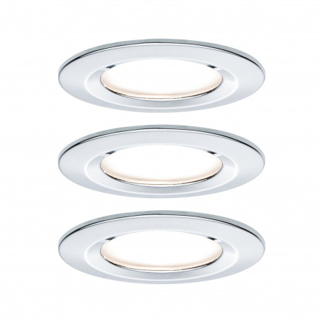 Lot de 3 spots encastrés fixes Nova LED Coin Paulmann - Rond - 3x6W - 2700 - IP44 - Chrome - Dimmable