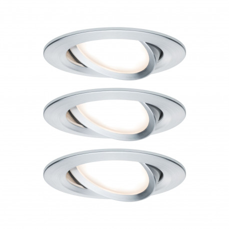 Lot de 3 spots encastrés orientables Nova LED Coin Paulmann - Rond - 6W - 2700K - 230V - Alu