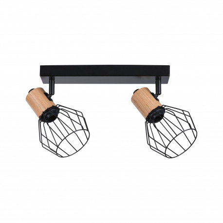 Spot orientable 2 flammes Lanka Paulmann - 2x20W max - E14 - IP20 - Noir/bois - Dimmable