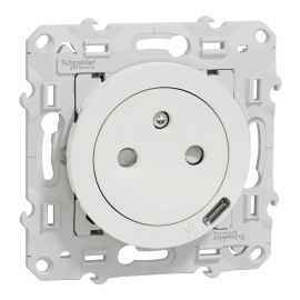 Prise de courant et USB Odace Schneider Electric - 10.5W - Blanc - Sans plaque