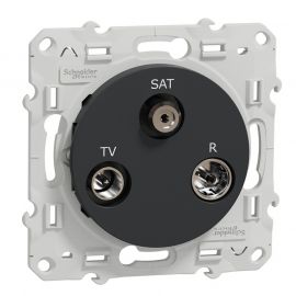 Odace prise TV / FM / SAT - 2 entrées - anthracite