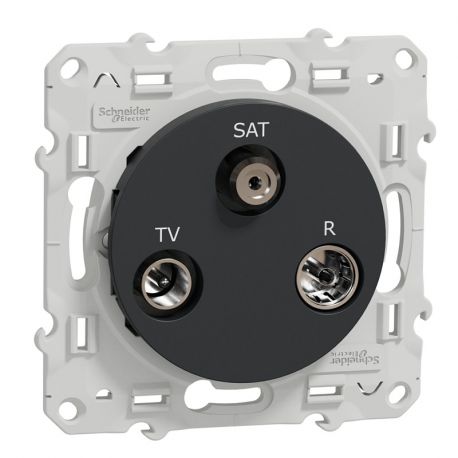 Odace prise TV / FM / SAT - 2 entrées - anthracite