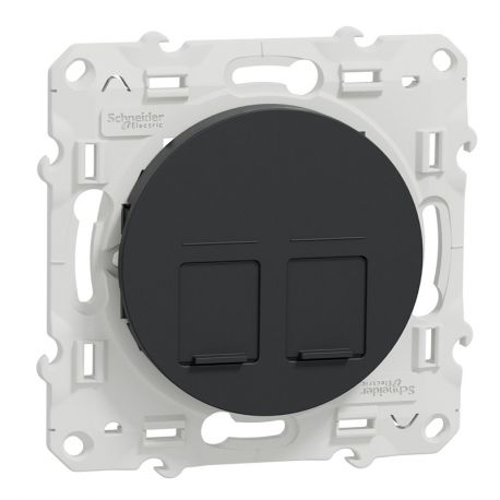 Odace prise multimédia double RJ45 grade 1 - anthracite