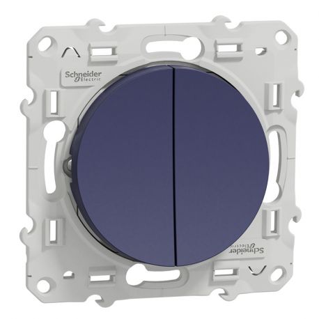 Double poussoir 10A Odace Schneider Electric - Cobalt