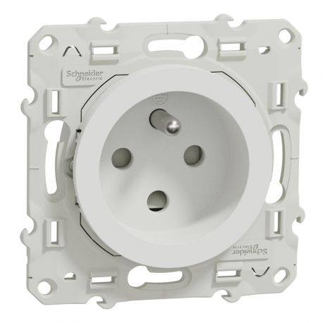 Odace prise bornes à vis 2P+T - A détrompage - Blanc