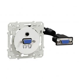Prise VGA + audio mini-jack femelle Odace - composable - blanc