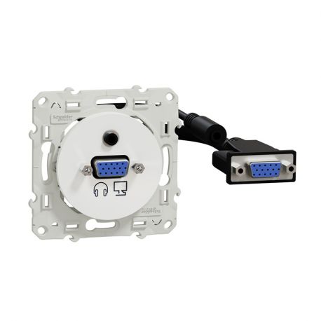 Prise VGA + audio mini-jack femelle Odace - composable - blanc