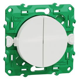 Interrupteur Odace SF SP Schneider Electric - Eclairage et prises - Commande double - Blanc