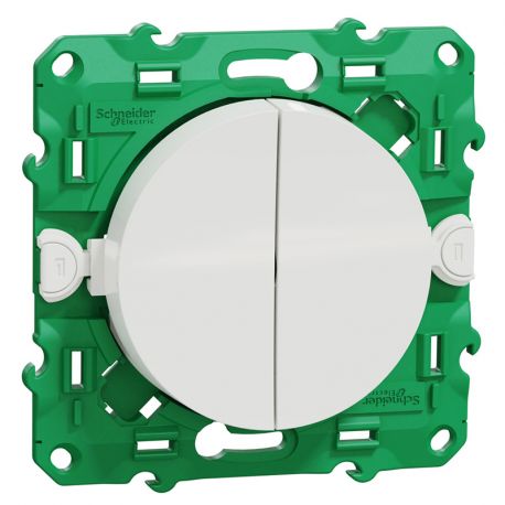 Interrupteur Odace SF SP Schneider Electric - Eclairage et prises - Commande double - Blanc