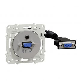 Prise VGA + audio mini-jack femelle Odace - composable - gris alu