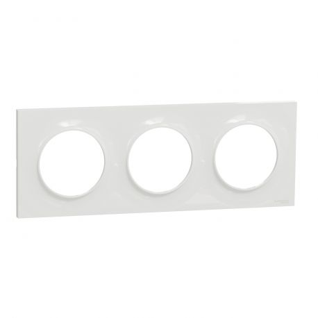 Plaque Odace Styl - Blanc brillant - Triple horizontale / verticale 71mm