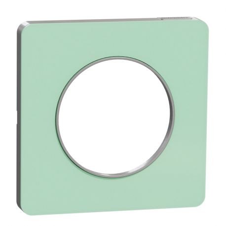 Plaque Odace Touch - Translucide vert avec liseré aluminium - Unique