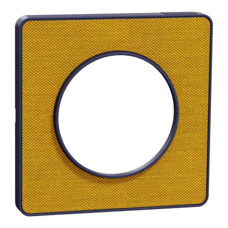 Plaque de finition 1 poste Kvadrat Odace Touch Schneider Electric - Clipsable - Ocre/Cobalt